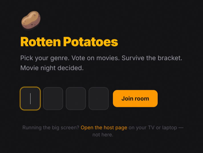 Join Room Screen for Rotten Potatoes